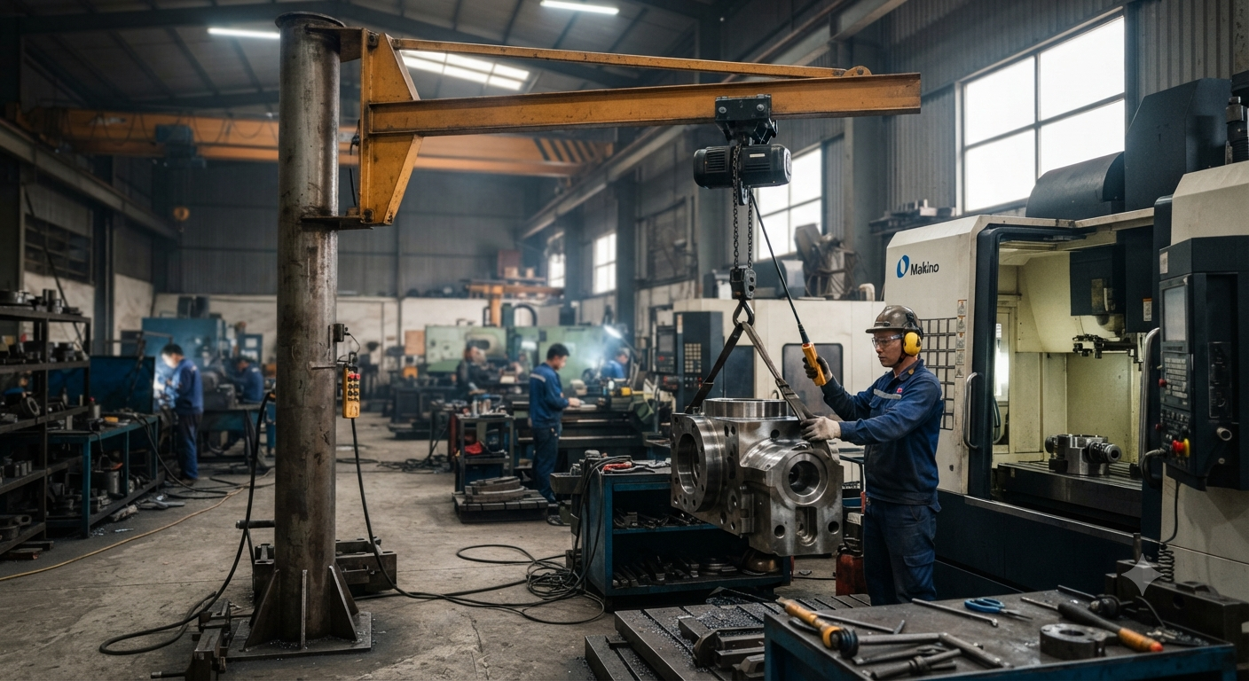 Khái quát về đặc điểm và vai trò của cầu trục quay trong sản xuất